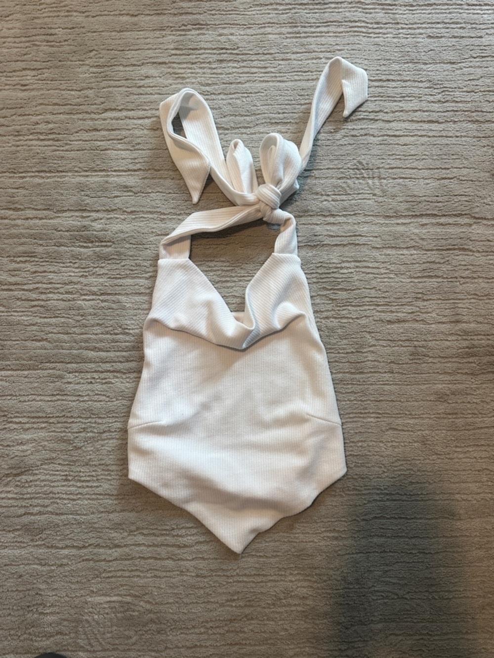 Sabo Skirt White Ribbed Halter Bodysuit Top